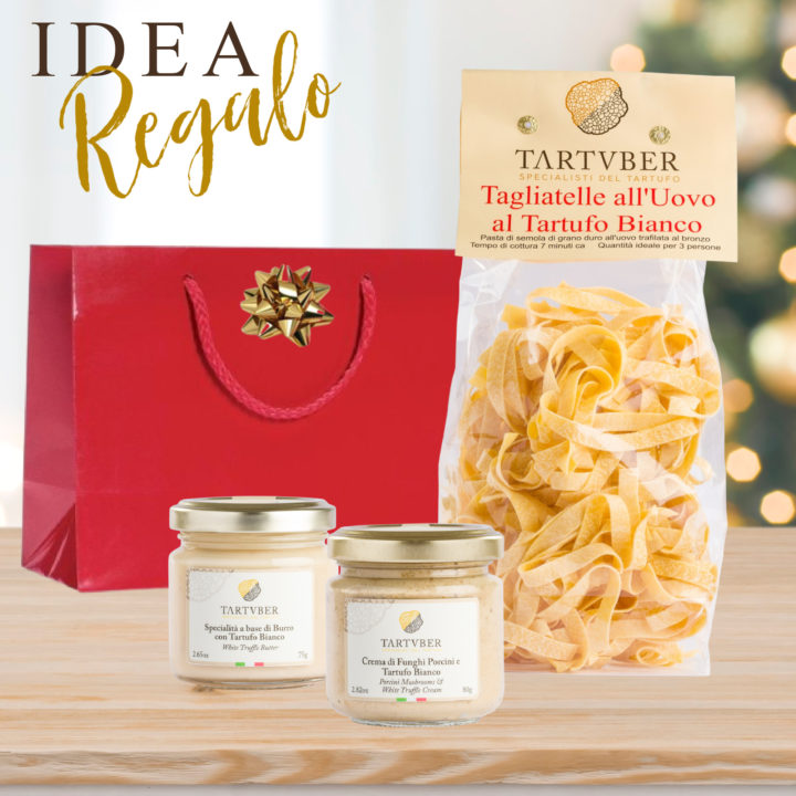 Idea-Regalo-Tartufo-Bianco con sfondo natalizio